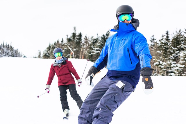 adventurous skiing engagement session